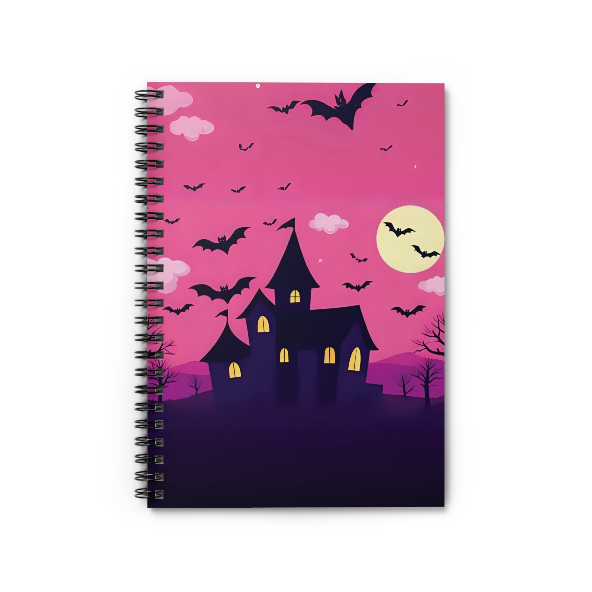 Spiral Notebook - Pink Haunted House Design