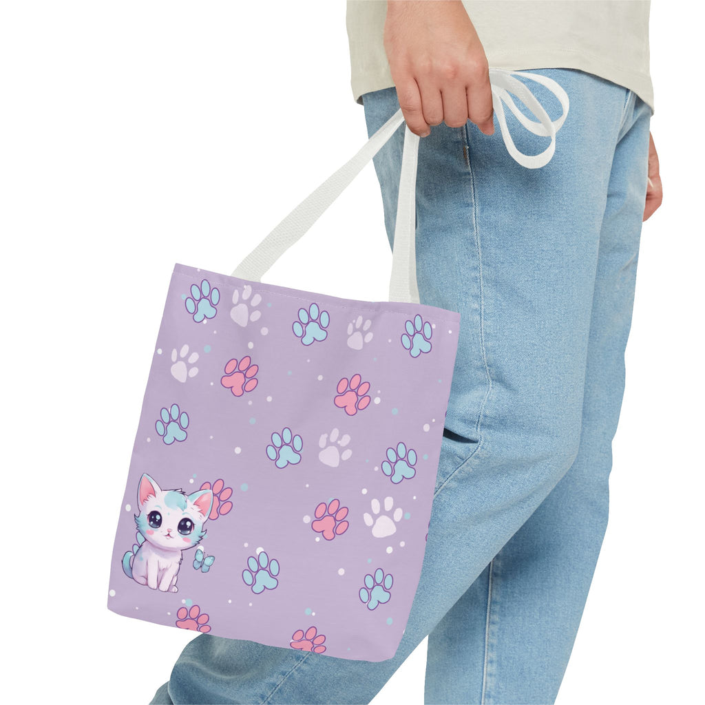 Pastel Paws Tote Bag - Cute Animal Print, Shopping Bag, Beach Bag, Eco-Friendly, Reusable Grocery Bag, Gift for Pet Lovers