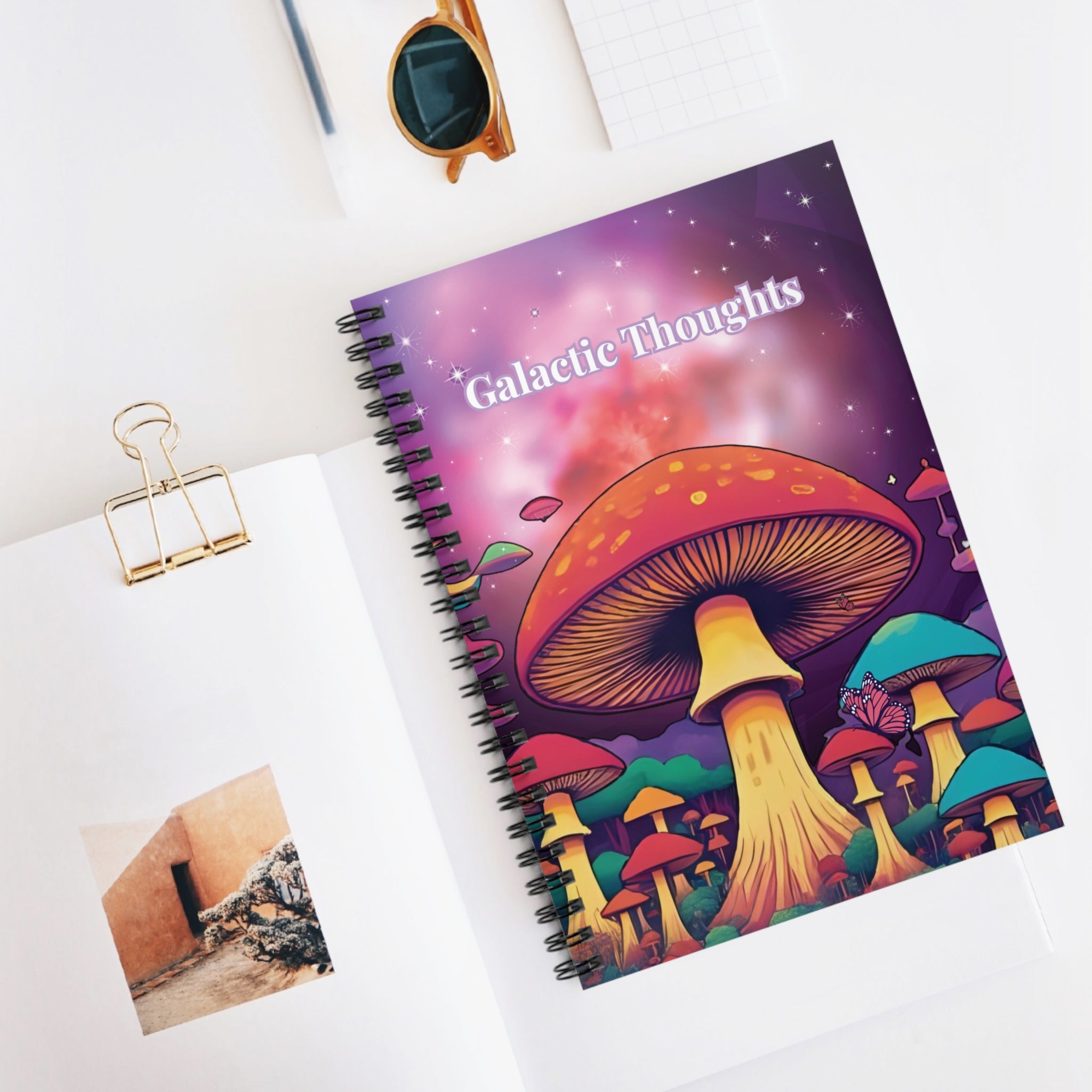 Spiral Notebook - Galactic Thoughts Cosmic Mushroom Ruled Line