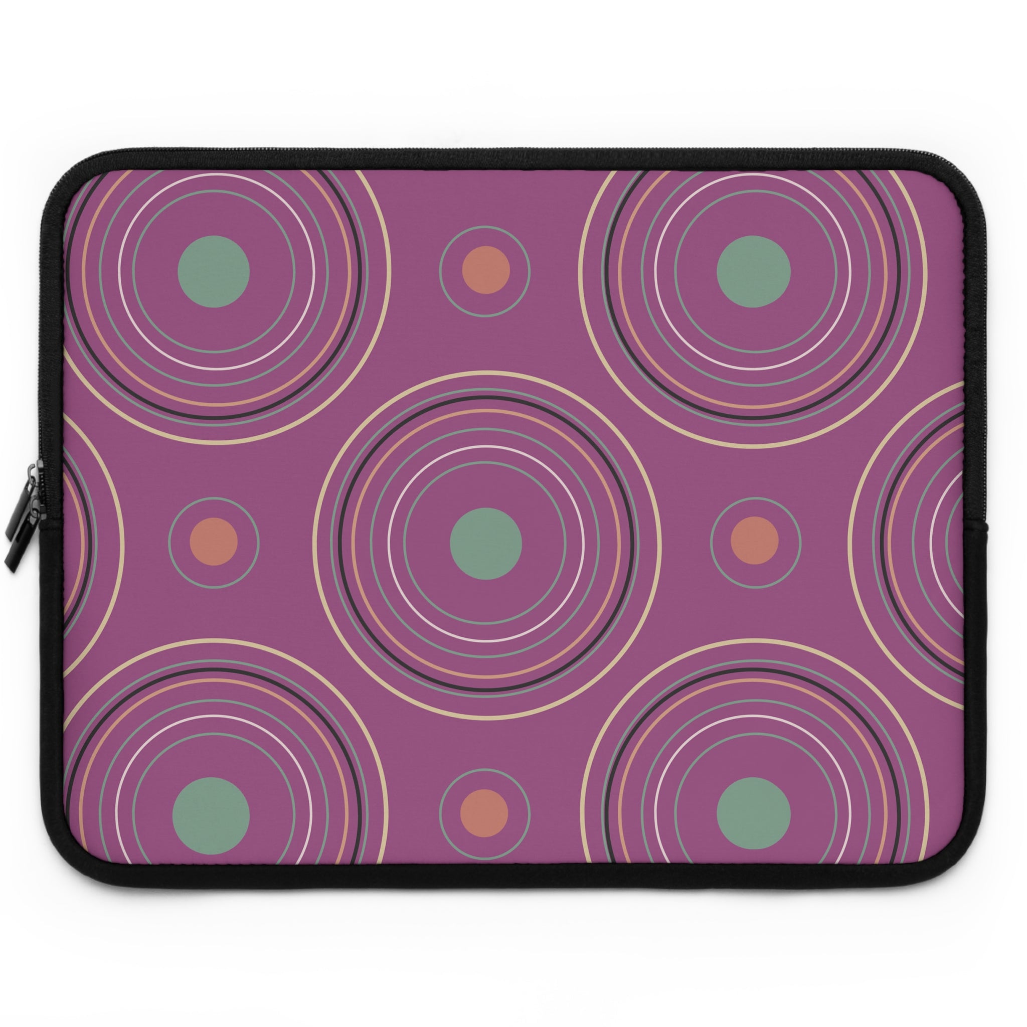 Midnight Whiskers Laptop Sleeve - Retro Mauve & Mint Tones, Protective Computer Case, Stylish Electronics Cover, Trendy Tech Gear, Unique