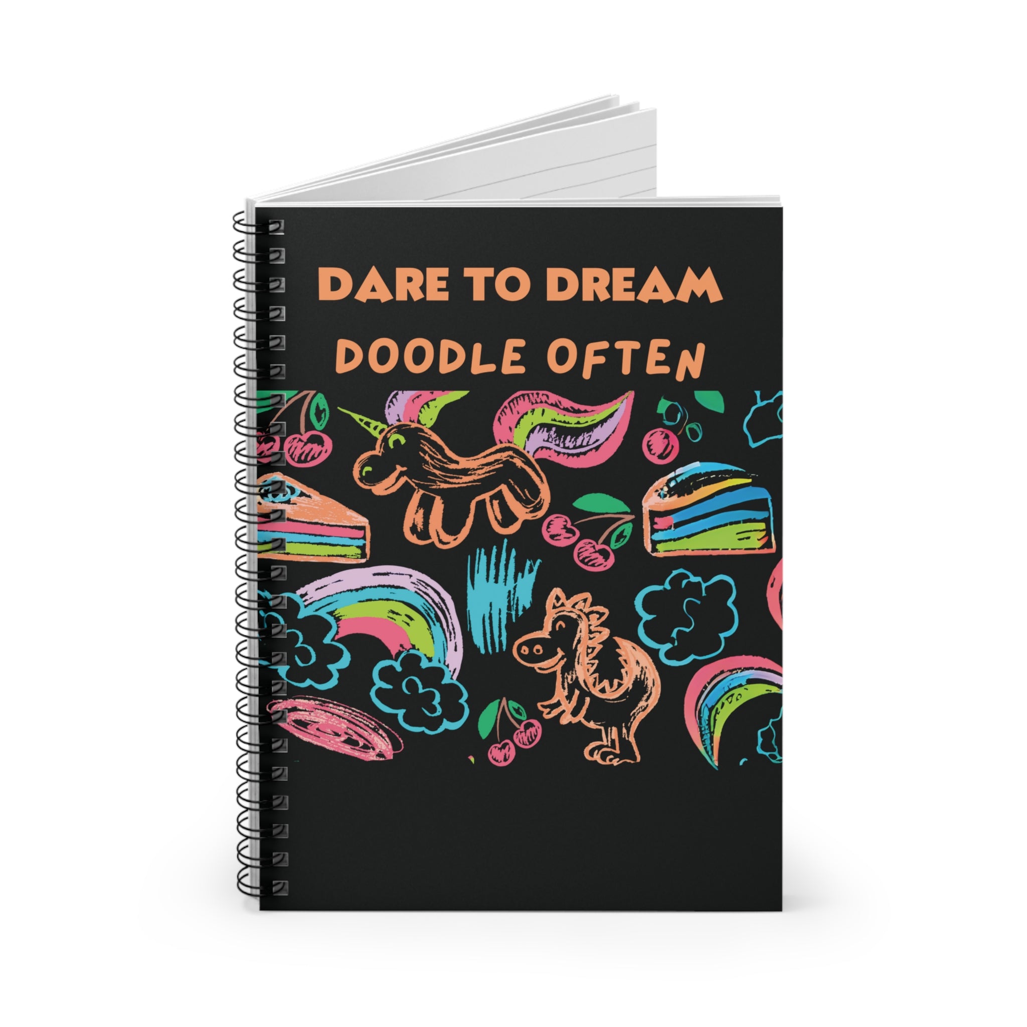 Journal - Neon Dreams Rainbow Unicorns Cake Magic Clouds Ruled Line Notebook