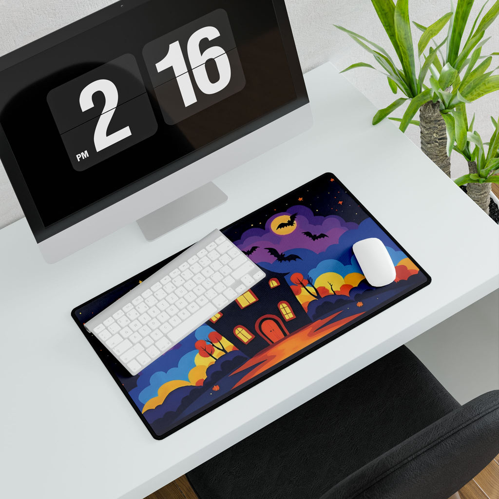 Desk Mat - Spooky Haunted House Design