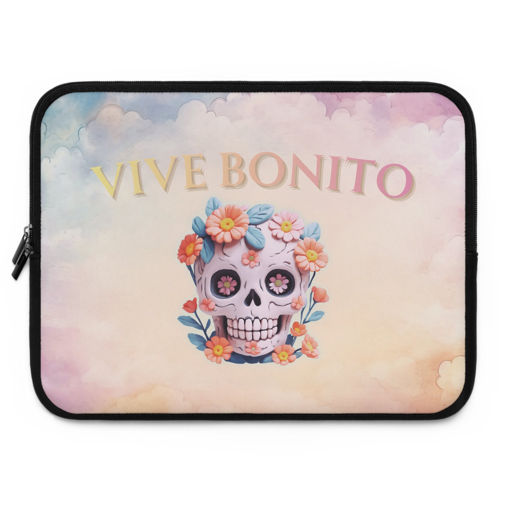 Boho Laptop Sleeve, Day of the Dead Skull Design
