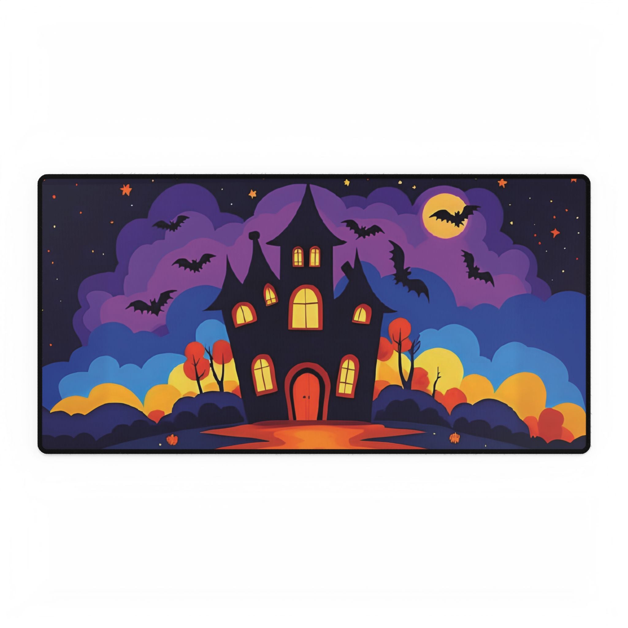 Desk Mat - Spooky Haunted House Design