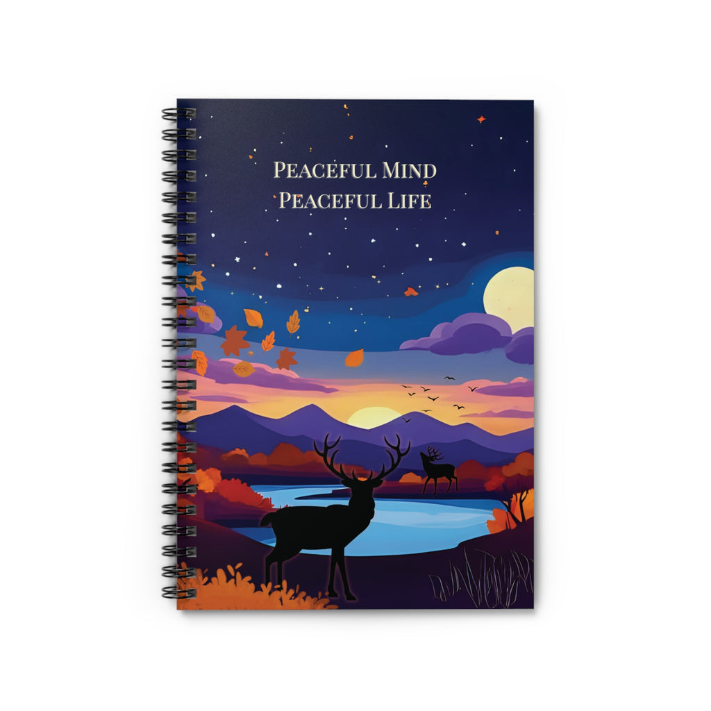 Spiral Notebook - Under the Harvest Moon, Ruled Line Journal, Fall Vibes Notepad, Autumn Stationery, Moon Phases Diary, Writing Notebook for