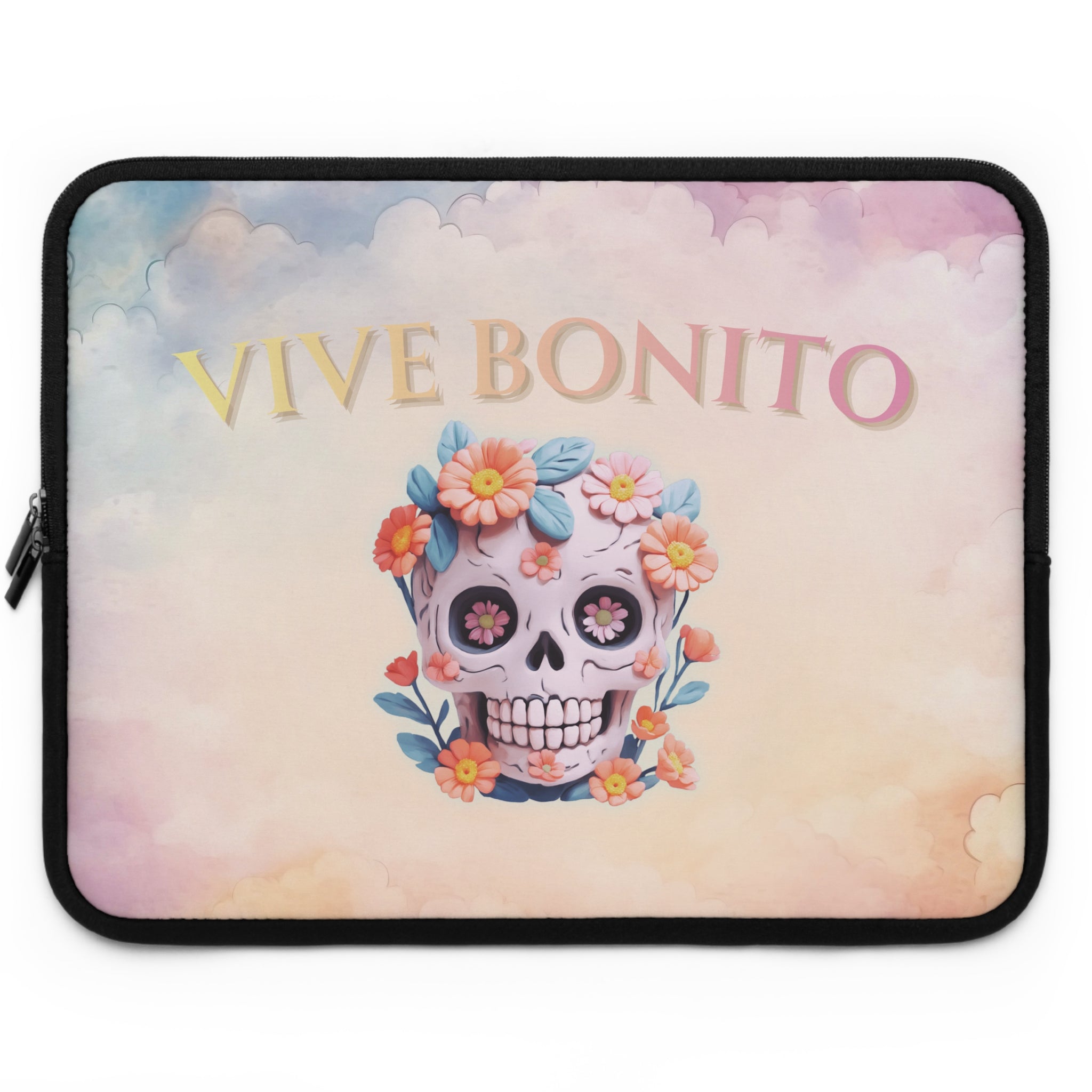 Boho Laptop Sleeve, Day of the Dead Skull Design
