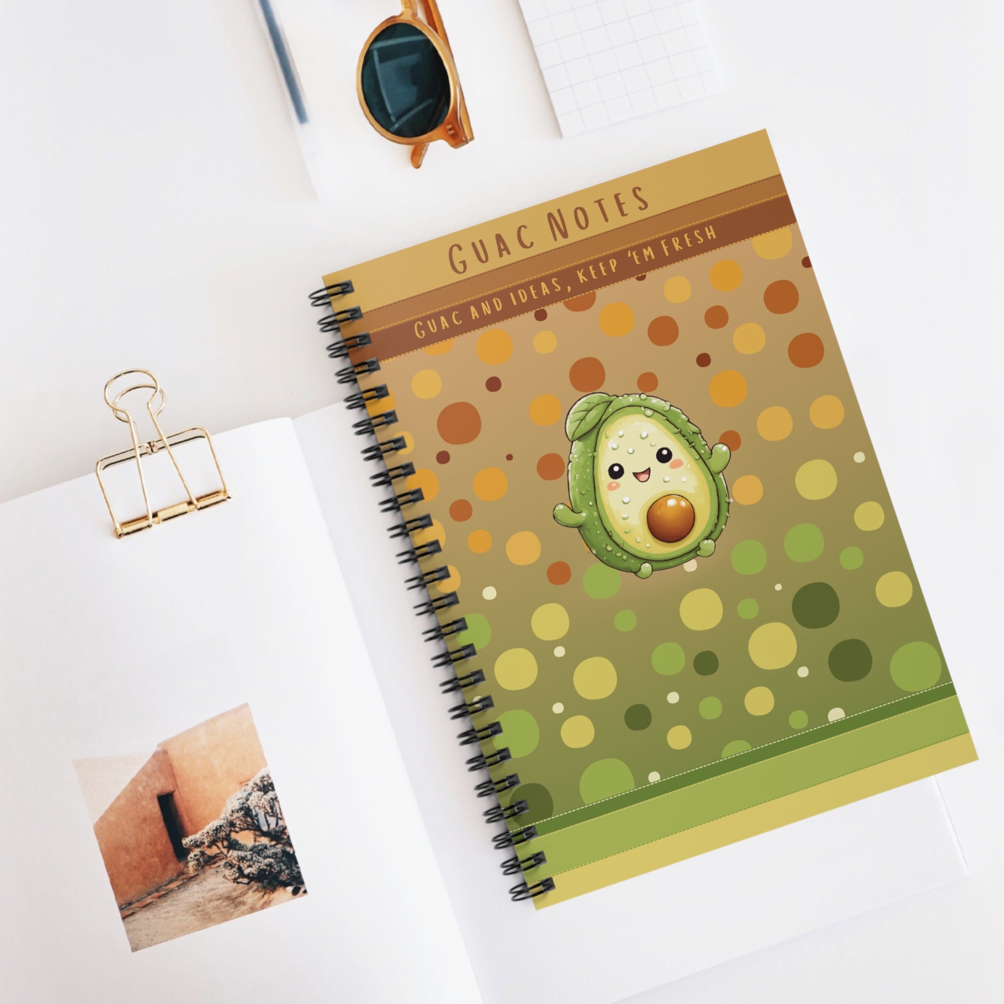 Spiral Notebook - Ruled Line, Guac notes, Avocado Lover Gift, Journal, Notepad, Stationery, Writing Pad, Back to School