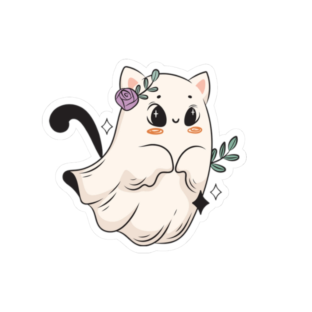 Ghost Cat Kiss-Cut Stickers, Halloween Decals
