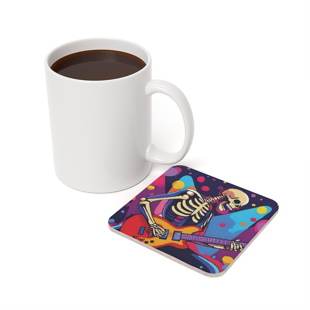 Coaster Set - Colorful Skeleton Rock Star Design