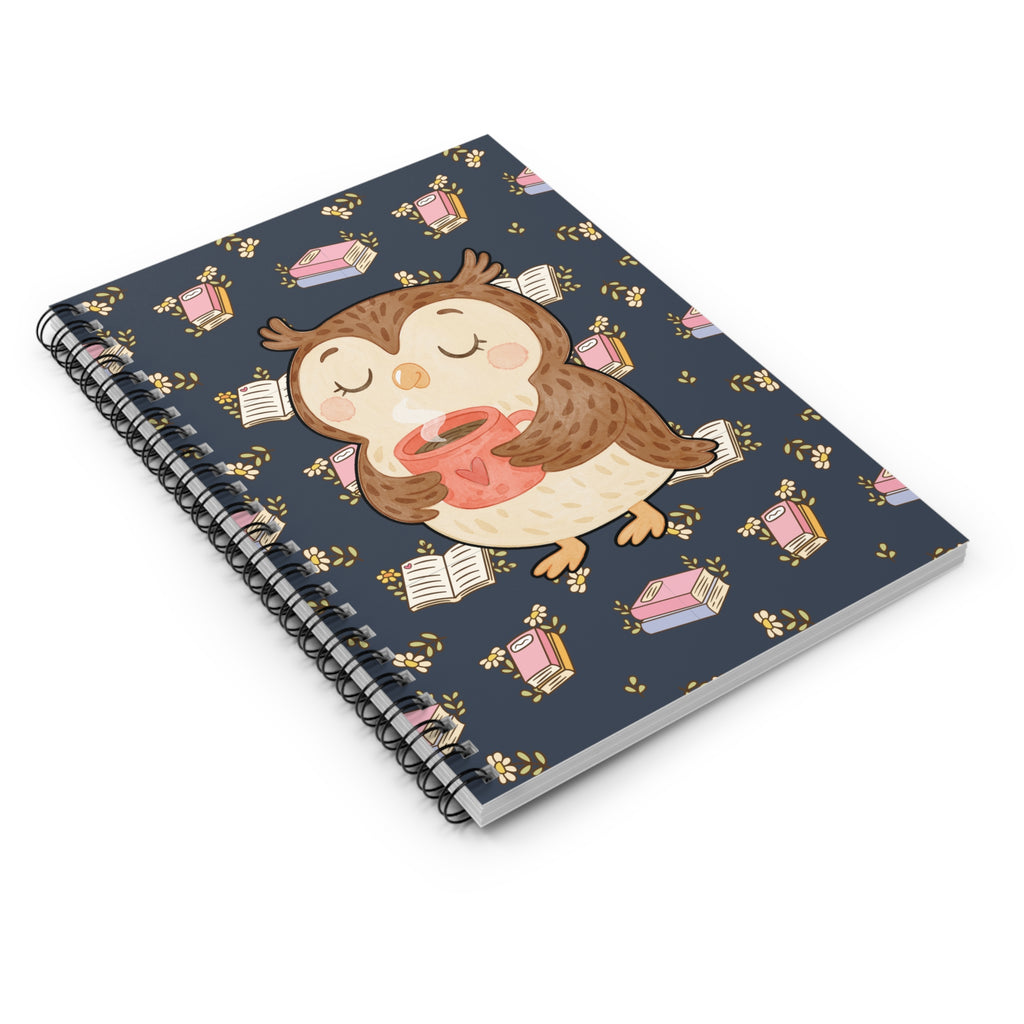 Spiral Notebook - Cute Cozy Owl Reading
