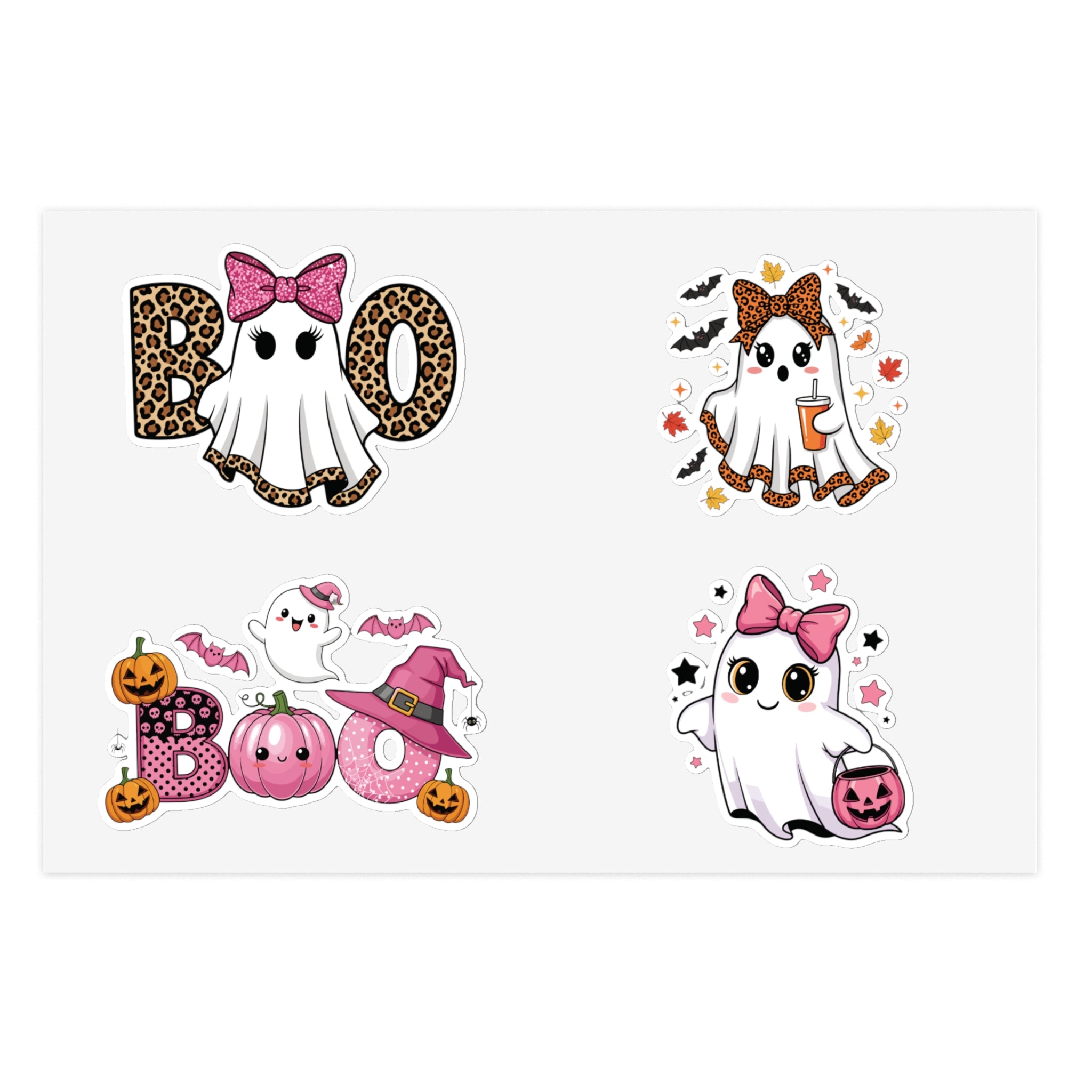 Boo Ghost Sticker Sheet Bundle, Halloween Cute Ghost Stickers