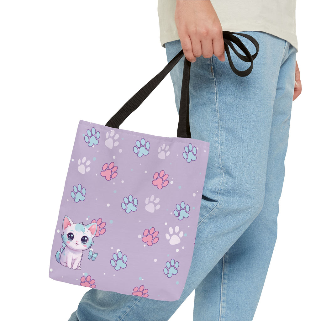 Pastel Paws Tote Bag - Cute Animal Print, Shopping Bag, Beach Bag, Eco-Friendly, Reusable Grocery Bag, Gift for Pet Lovers