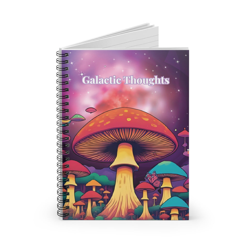 Spiral Notebook - Galactic Thoughts Cosmic Mushroom Ruled Line
