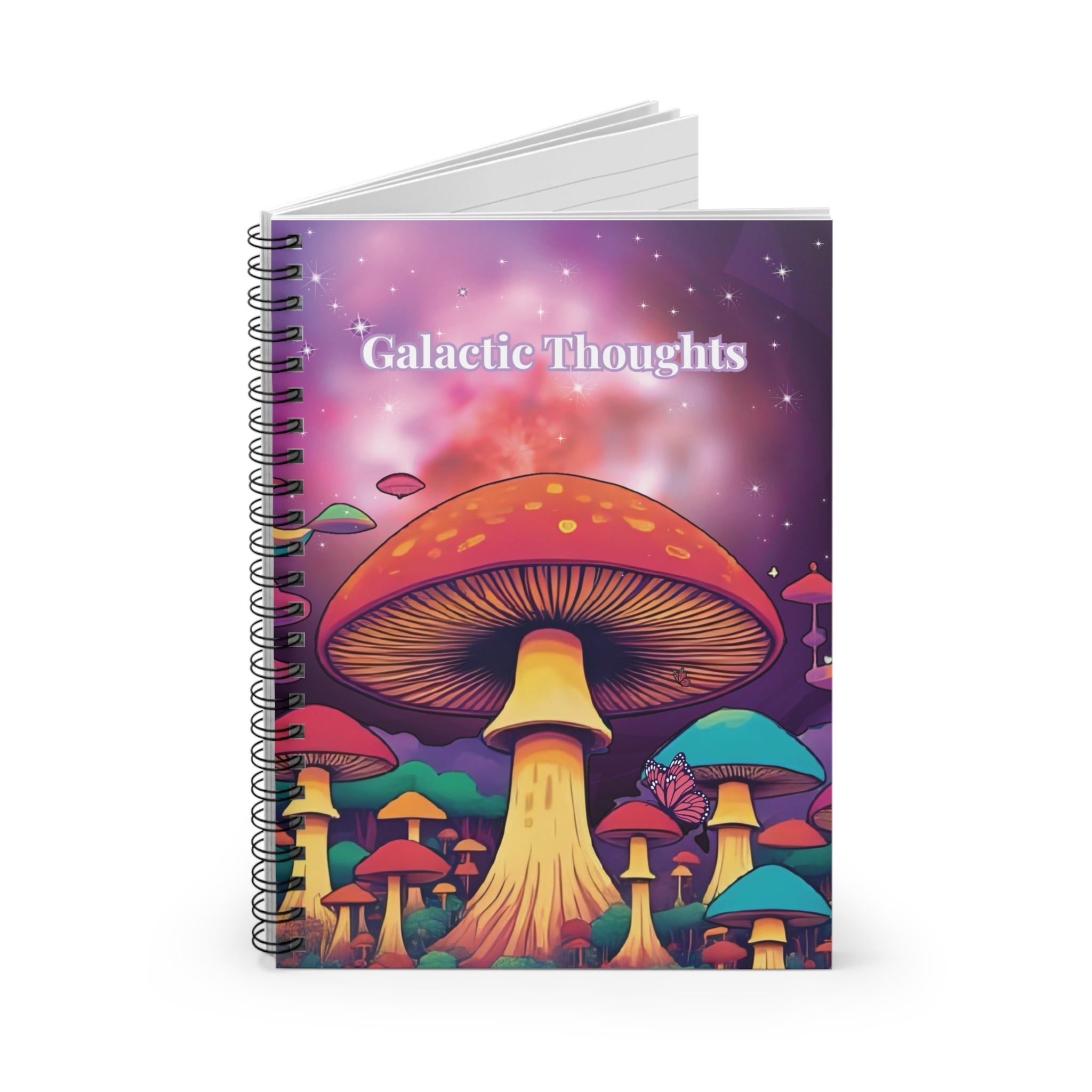 Spiral Notebook - Galactic Thoughts Cosmic Mushroom Ruled Line