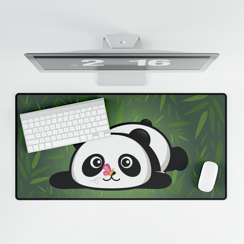 Desk Mat - Cute Panda Bamboo Forest with Butterfly Design | Kawaii Animal Gift