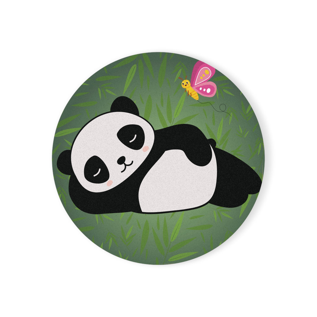 Coaster Set - Cute Panda Bamboo Forest with Butterfly Design