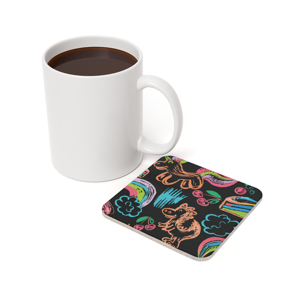 Coaster Set Neon Dreams Rainbow Unicorns Cake Magic Clouds