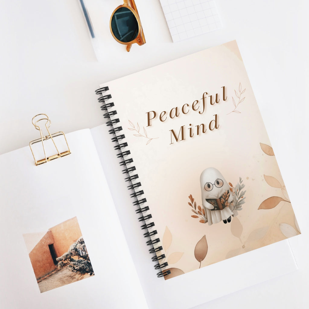 Spiral Notebook - Peaceful Mind, Autumn Ghost, Ruled Line Journal, Diary, Writing Pad, College Notebook, Note-taking, Meditation Gift