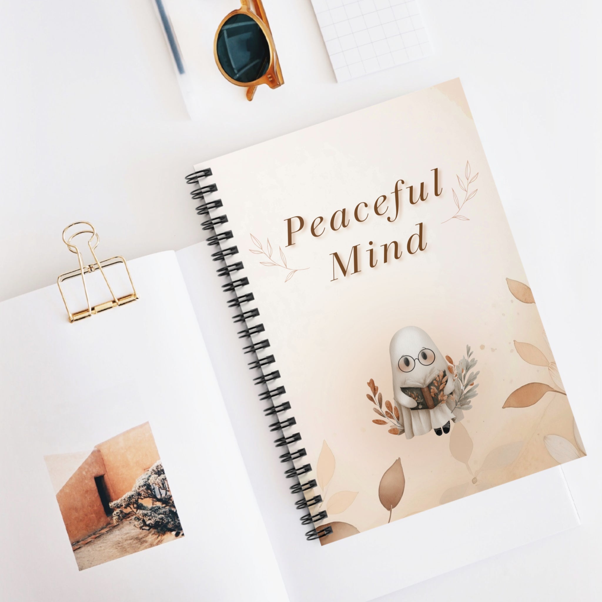 Spiral Notebook - Peaceful Mind, Autumn Ghost, Ruled Line Journal, Diary, Writing Pad, College Notebook, Note-taking, Meditation Gift