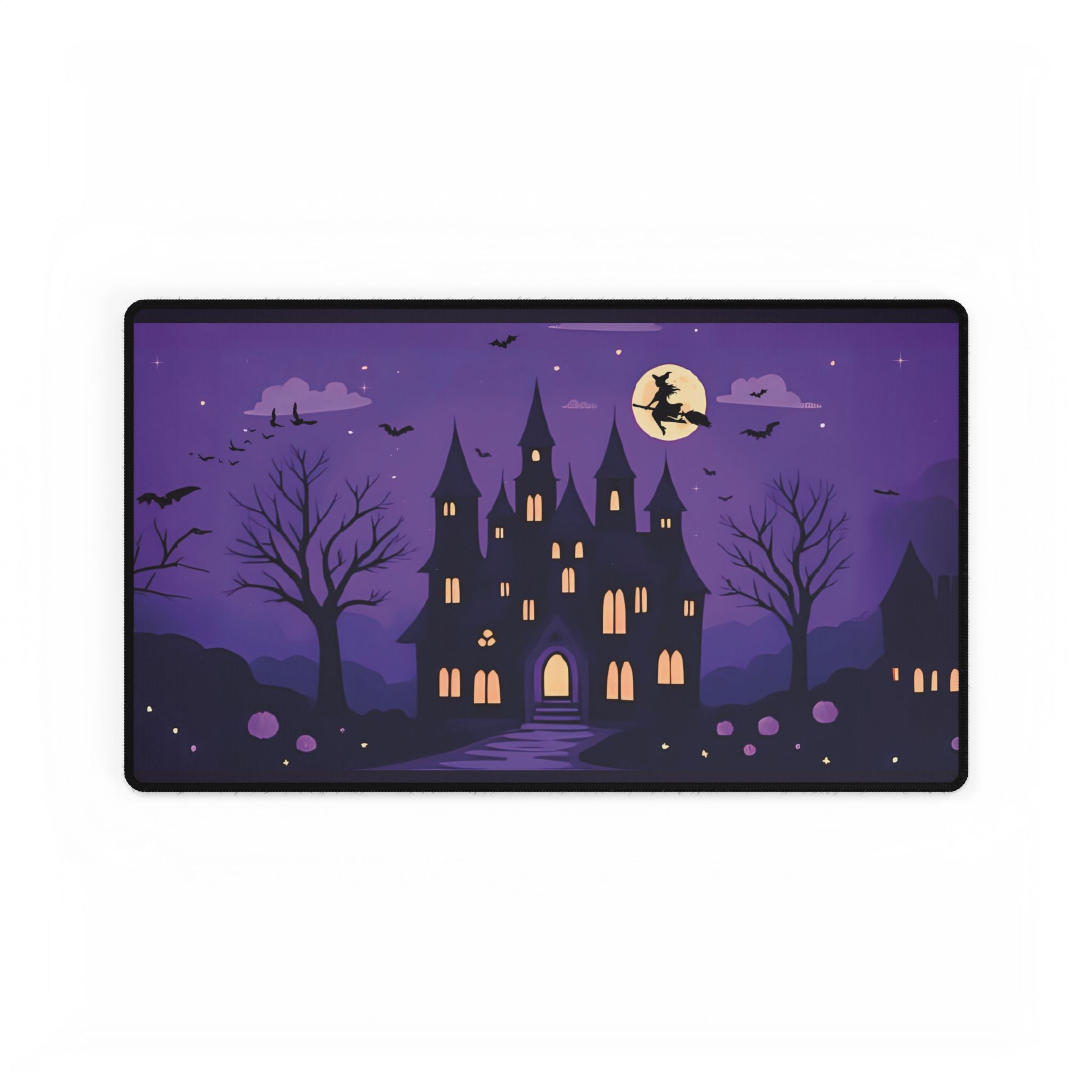 Haunted Mansion Glow Desk Mat, Purple Halloween Mouse Pad, Spooky Office Decor, Creepy Workspace Accessory, Ghostly Table Protector