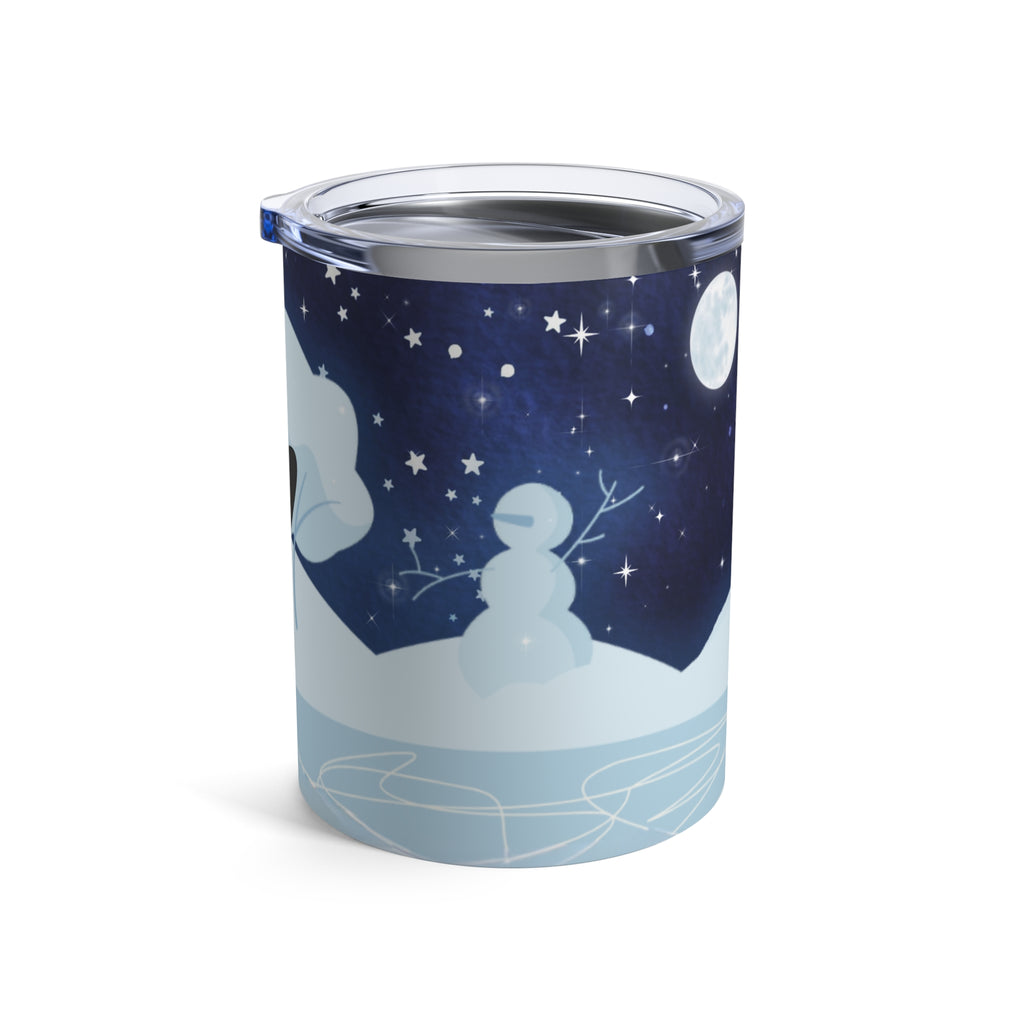Tumbler Mug Cozy Winter Penguin Skating Under the Stars 10oz