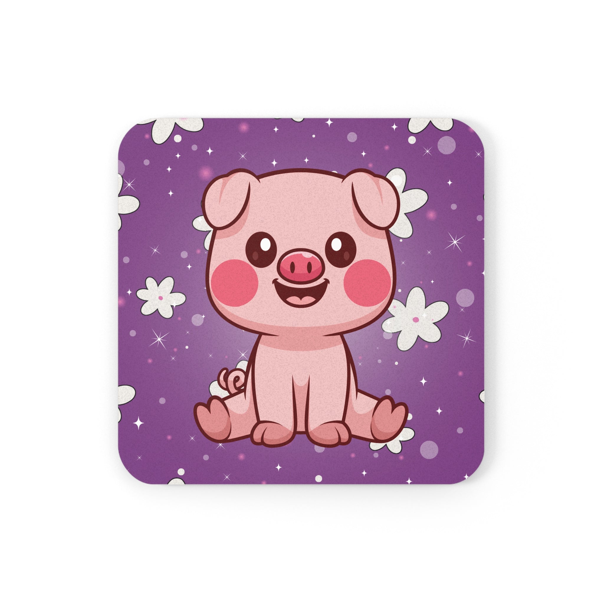 Cartoon Pig Coaster, Drink Coaster, Cork Back Coaster, Cute Piggy Mat, Animal Lover Gift, Farmhouse Decor