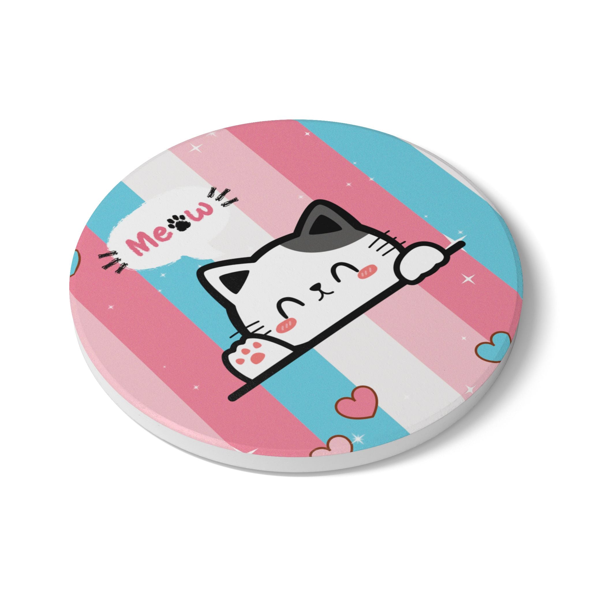 Ceramic Coaster - Cute Kitty Design