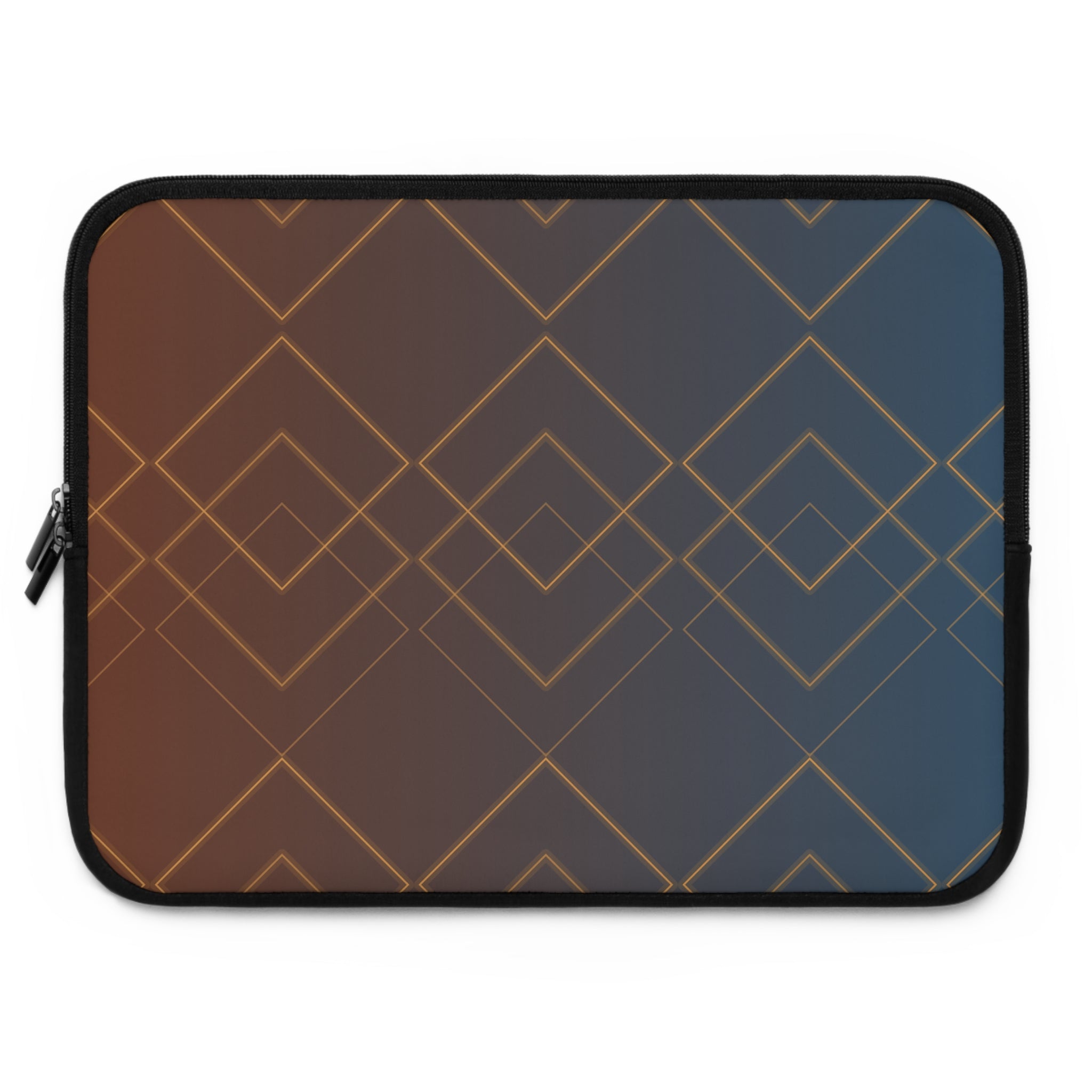 Elegant Geometric Laptop Sleeve, Brown Blue Ombre Case, Protective Cover, Tech Accessory Gift, Minimalist Work Accessory
