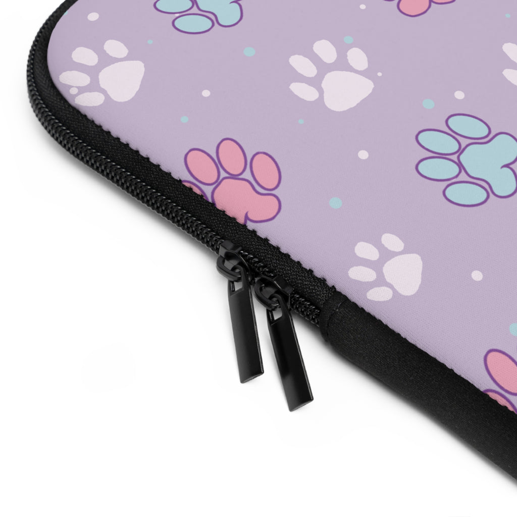 Pastel Paws Laptop Sleeve, Cute Animal Lover Tech Accessories, Soft Pet Prints Computer Case, Gift for Cat and Dog Owners, Protective Cover