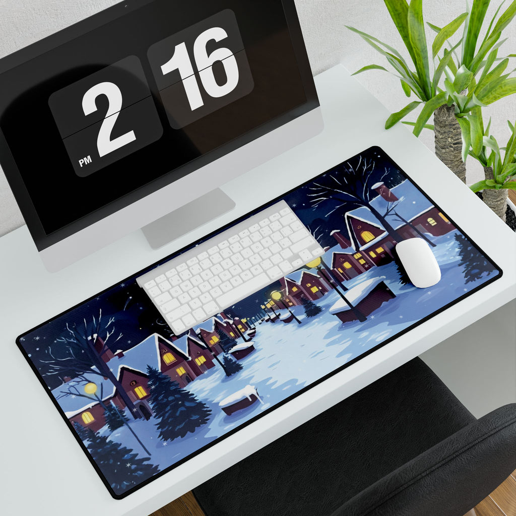 Desk Mat - Magical Christmas Village Santa Sleigh Design