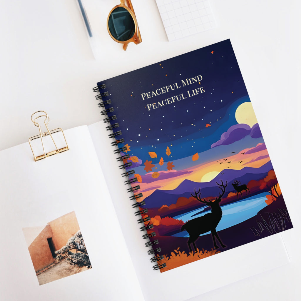 Spiral Notebook - Under the Harvest Moon, Ruled Line Journal, Fall Vibes Notepad, Autumn Stationery, Moon Phases Diary, Writing Notebook for