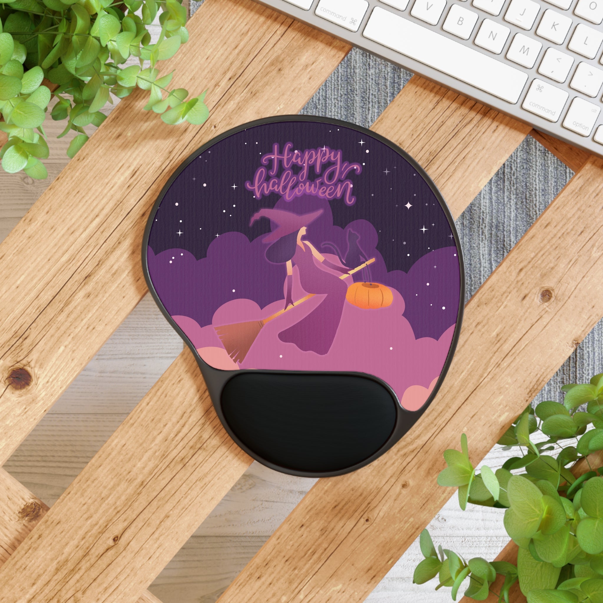 Mouse Pad With Wrist Rest - Indigo Cute Witchy Vibes
