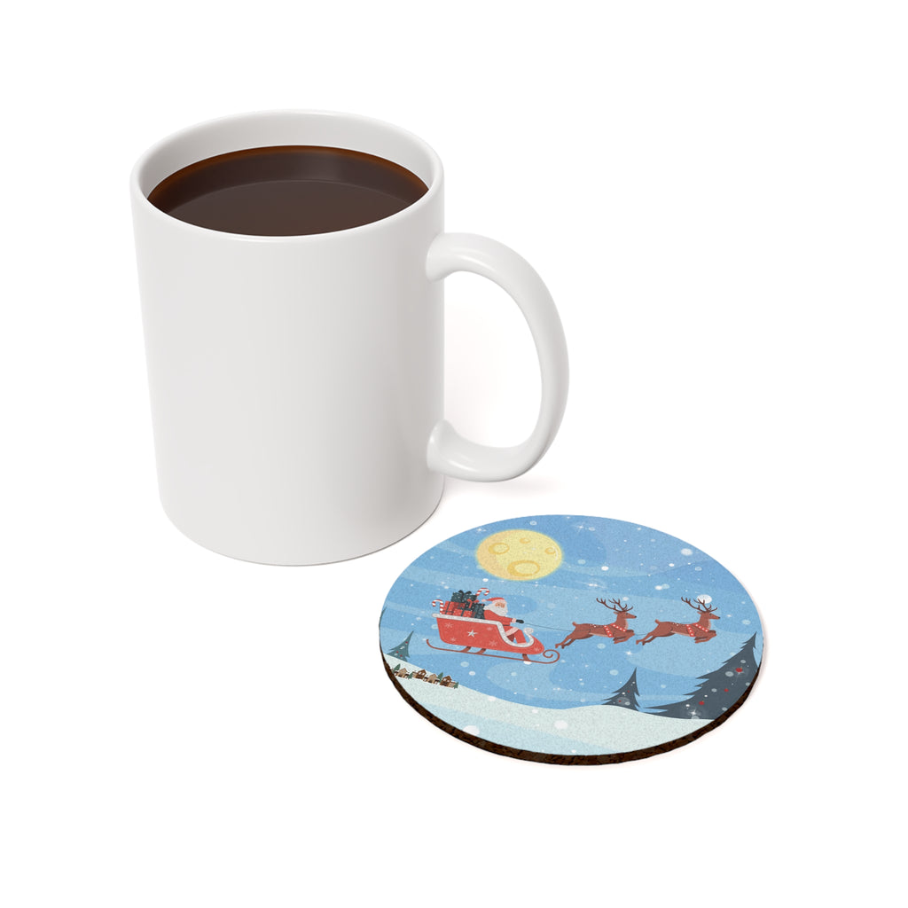 Coaster Set Santa Sleigh Ride Christmas