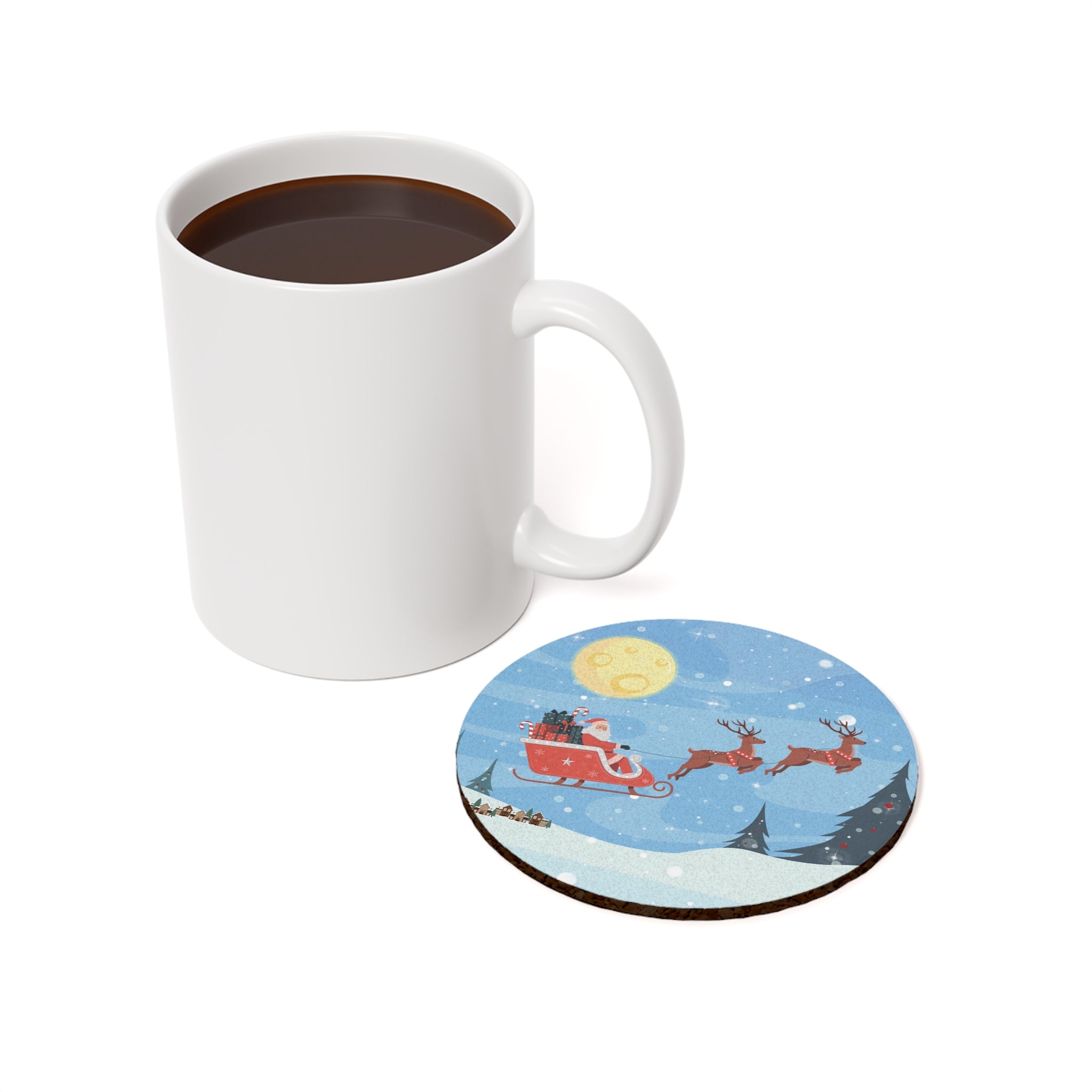 Coaster Set Santa Sleigh Ride Christmas