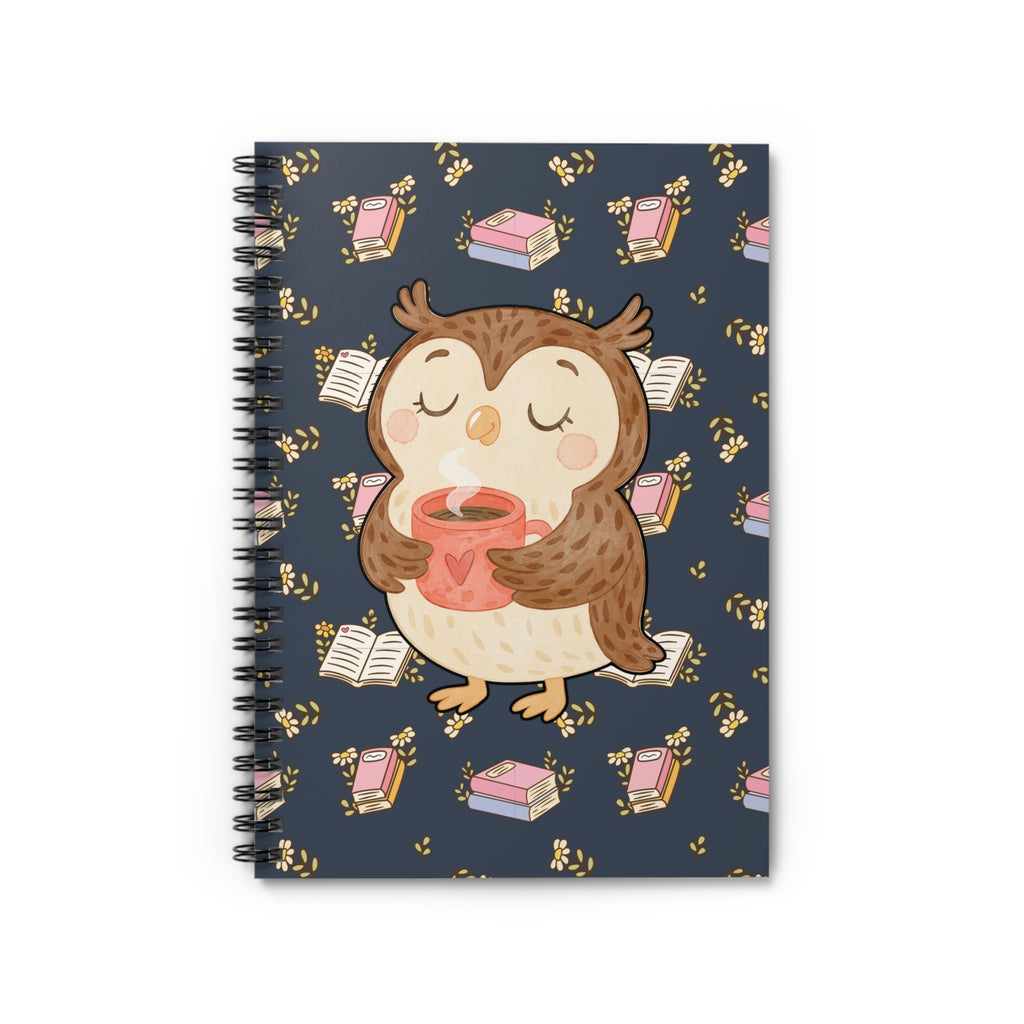 Spiral Notebook - Cute Cozy Owl Reading