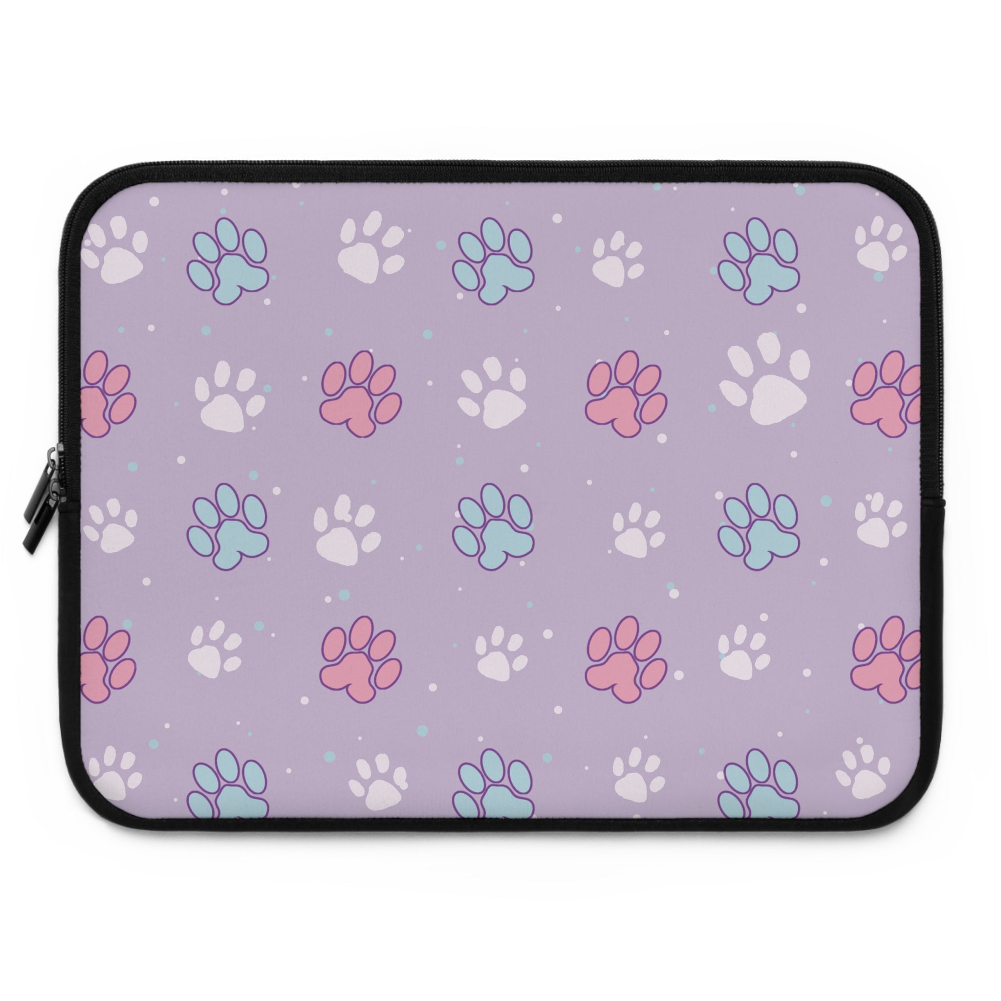 Pastel Paws Laptop Sleeve, Cute Animal Lover Tech Accessories, Soft Pet Prints Computer Case, Gift for Cat and Dog Owners, Protective Cover