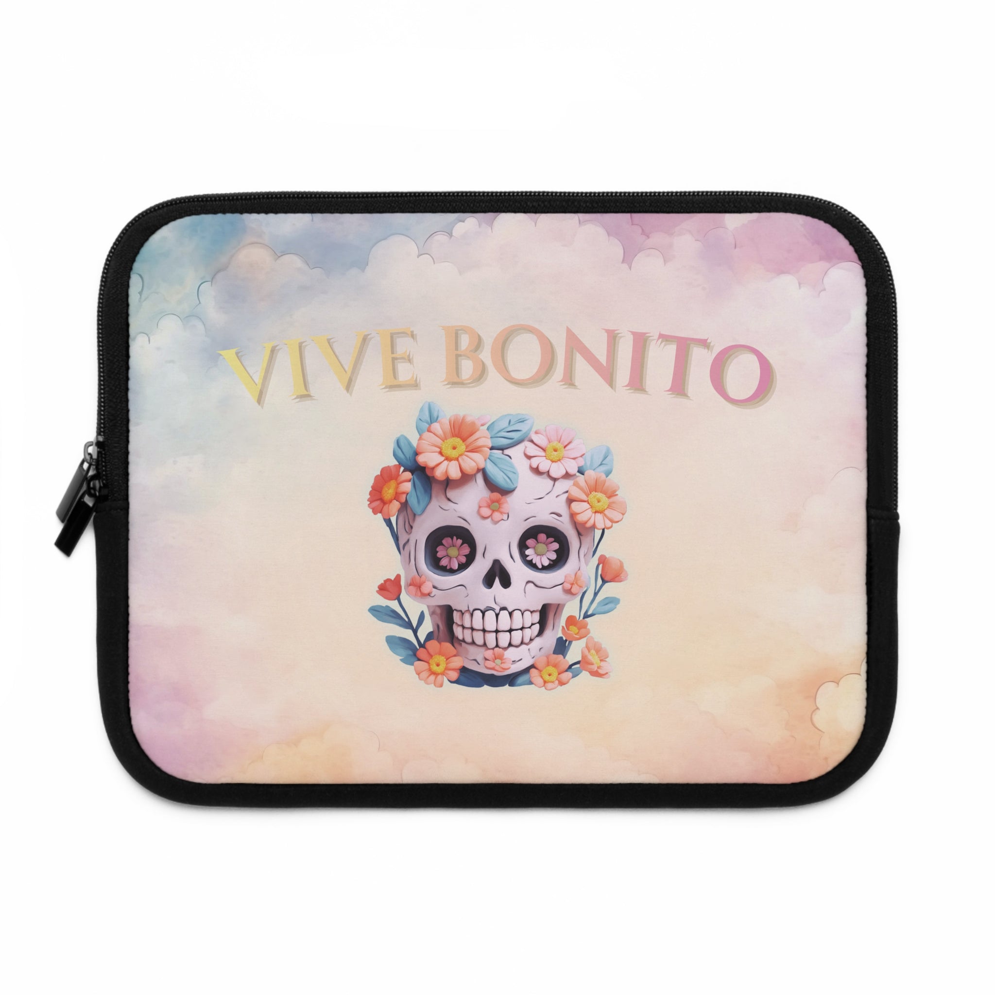 Boho Laptop Sleeve, Day of the Dead Skull Design