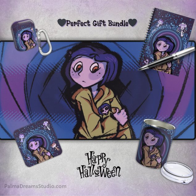 Coraline Inspired AirPods Case: Hand-Drawn Design, Movie Fan Gift