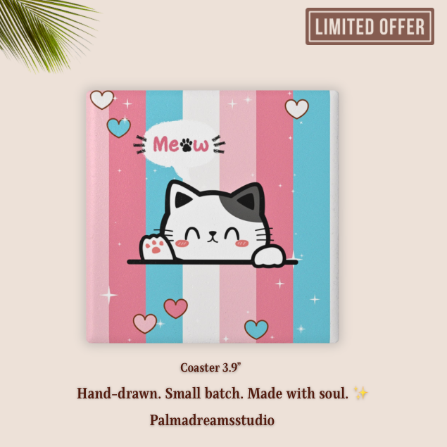 Ceramic Coaster - Cute Kitty Design