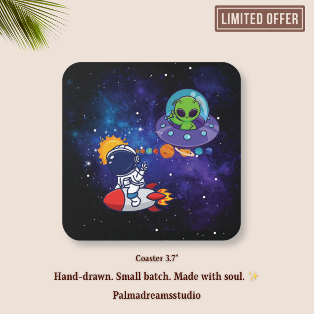 Coaster Set - Astronaut & Alien Space Adventure Solar System