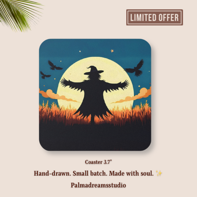 Coaster Set, Halloween Scarecrow Nightfall