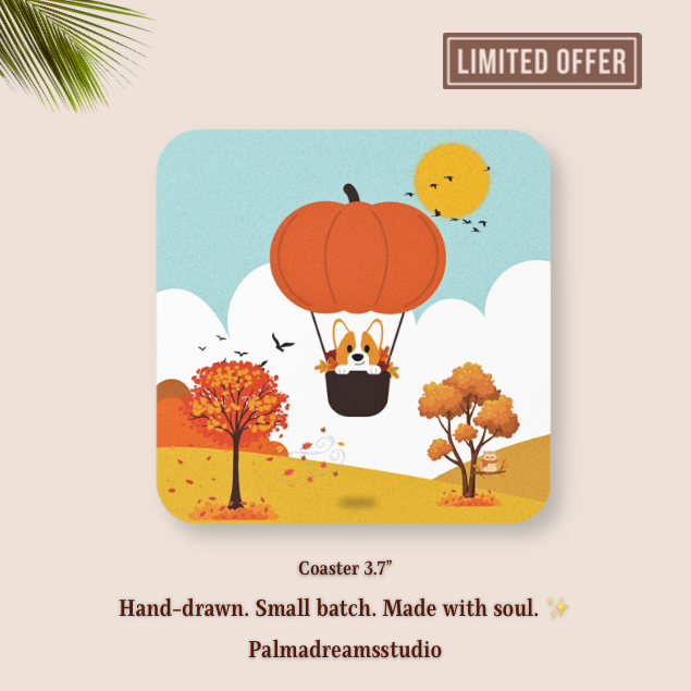 Coaster Set - Pumpkin Balloon Ride Design