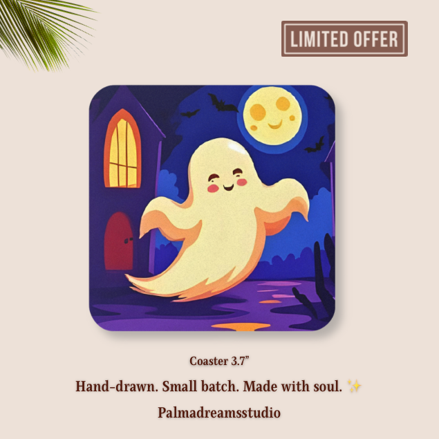 Coaster Set - Friendly Ghost Halloween Decor