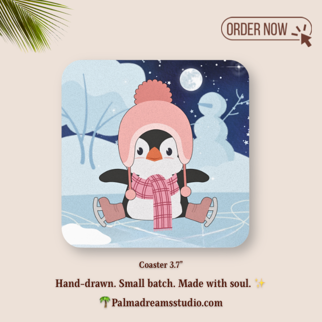 Coaster -Winter Penguin Skating