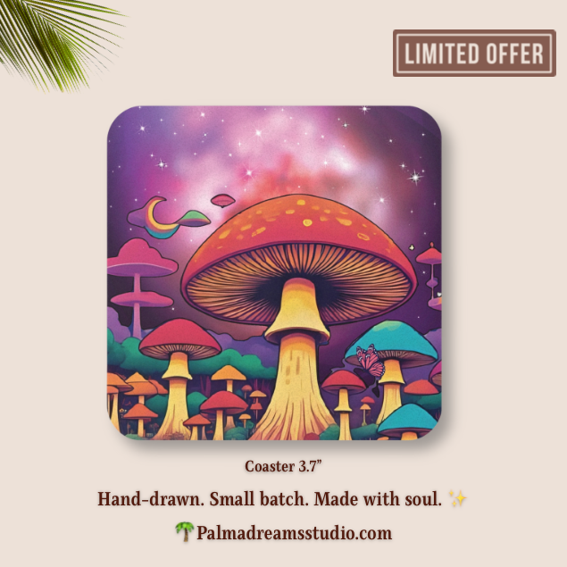 Coaster Set - Galactic Thoughts - Cosmic Mushroom