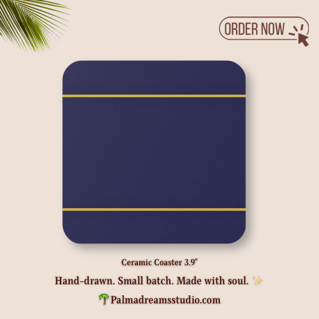 Ceramic Coaster Set, Navy and Gold Standard Drinkware, Table Coasters, Home Decor, Bar Accessories