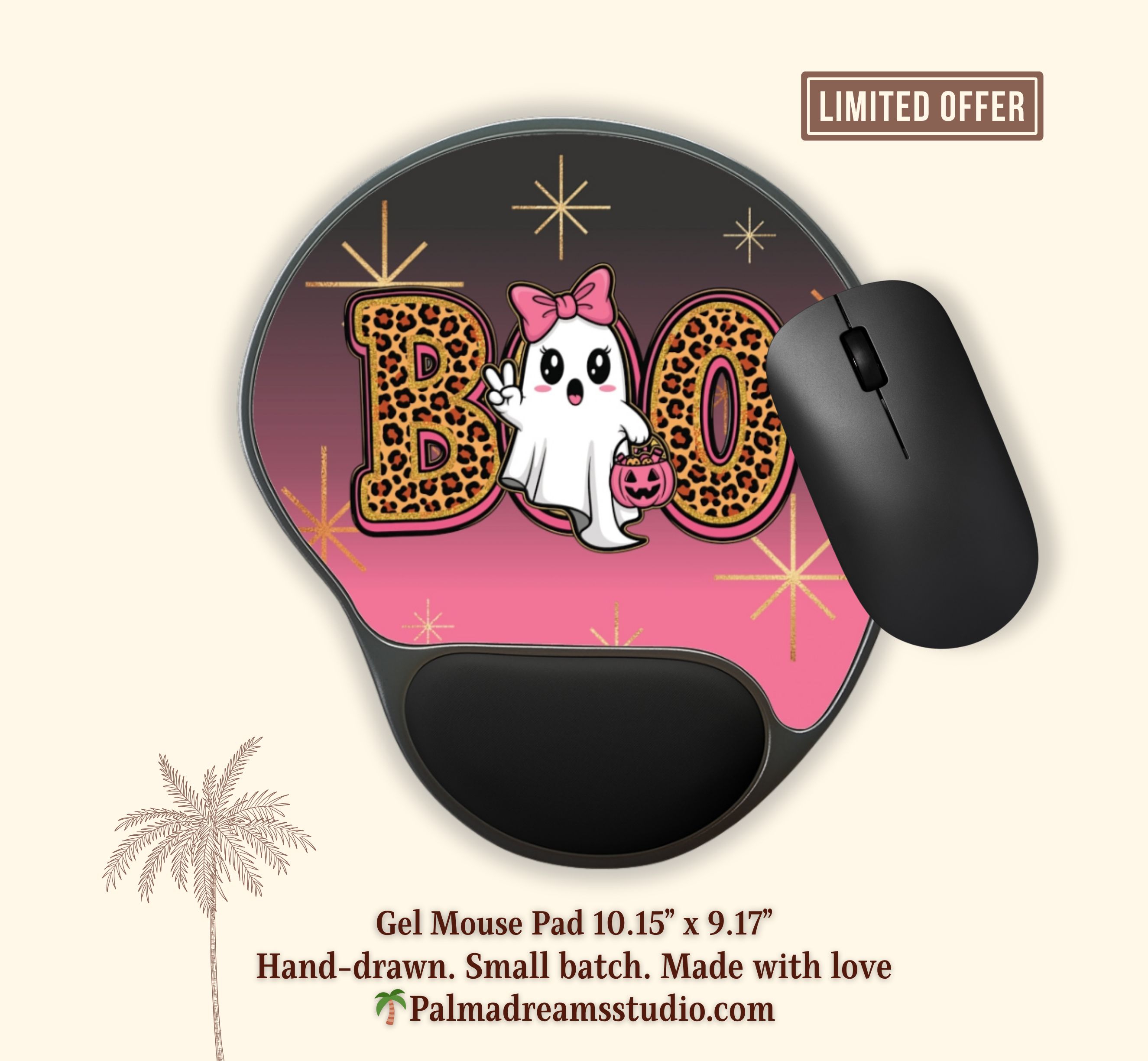 Mouse Pad, Cute Pink Fabulous Ghost Boo Design