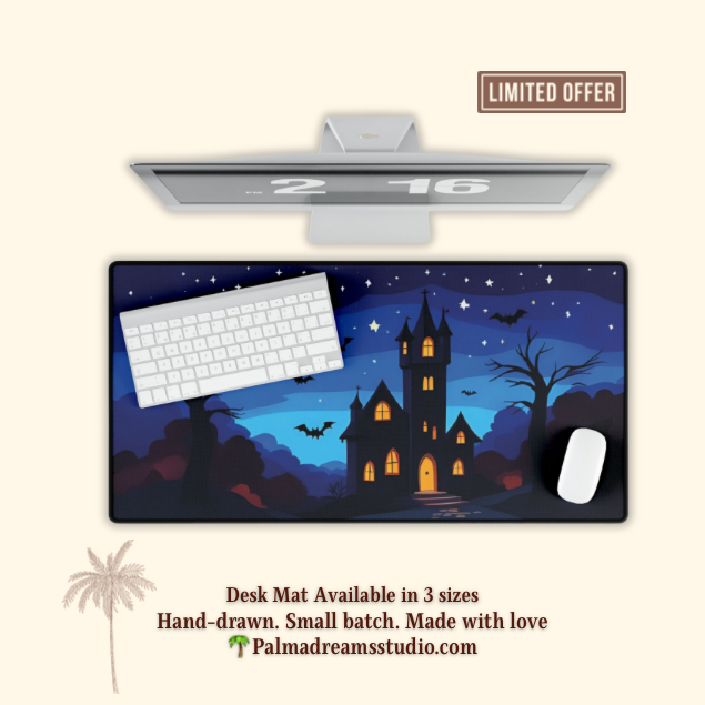 Desk Mat Set: Haunted Castle Under the Stars 🏰🌙🦇