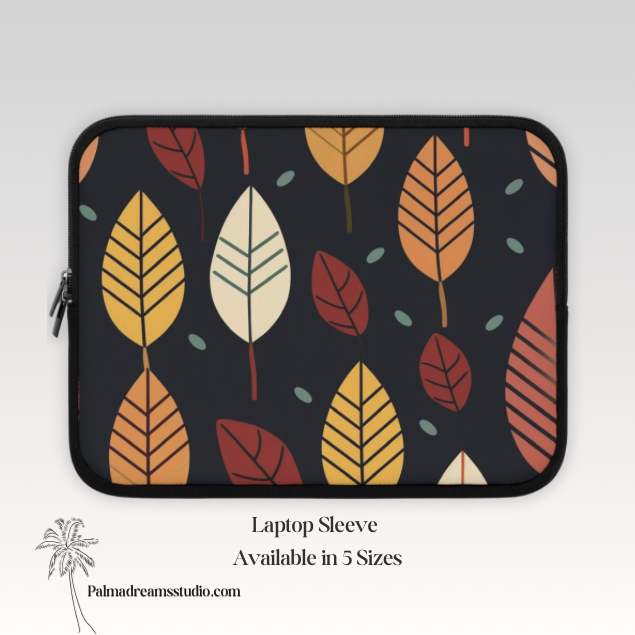 Laptop Sleeve with Autumn Leaves Design