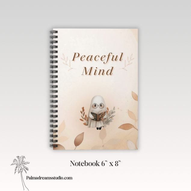 Spiral Notebook - Peaceful Mind, Autumn Ghost, Ruled Line Journal, Diary, Writing Pad, College Notebook, Note-taking, Meditation Gift